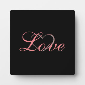 Trendy Heart Grey Calligraphy Love Wedding Plaque