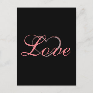 Trendy Heart Grey Calligraphy Love Wedding Postcard