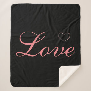 Trendy Heart Grey Calligraphy Love Wedding Sherpa Blanket