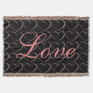 Trendy Heart Grey Calligraphy Love Wedding Throw Blanket
