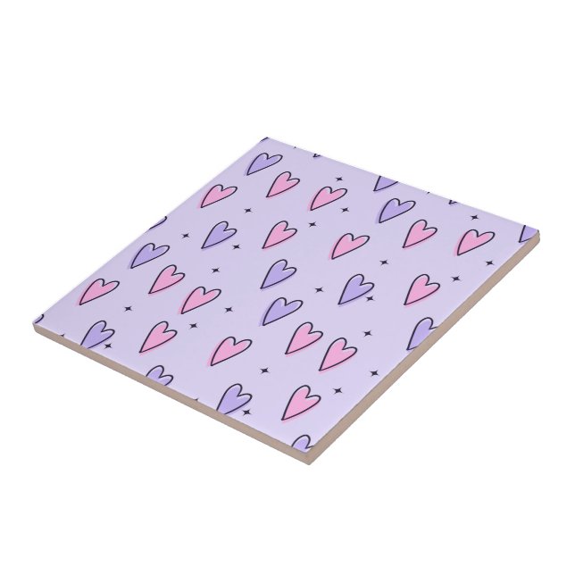 Trendy Heart Pattern Ceramic Tile (Side)