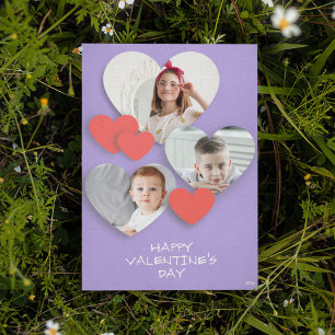 Trendy Heart Photo Collage Lavender Greeting Card