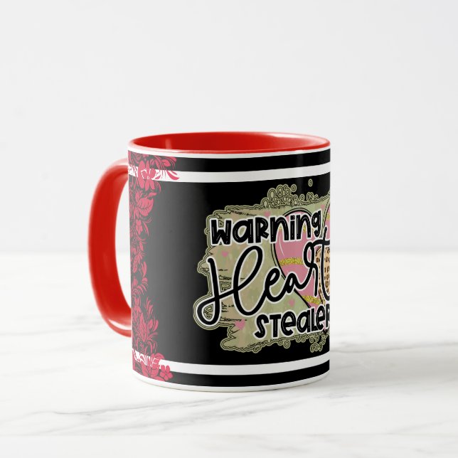 Trendy Heart Stealer Valentines Day Mug (Front Left)