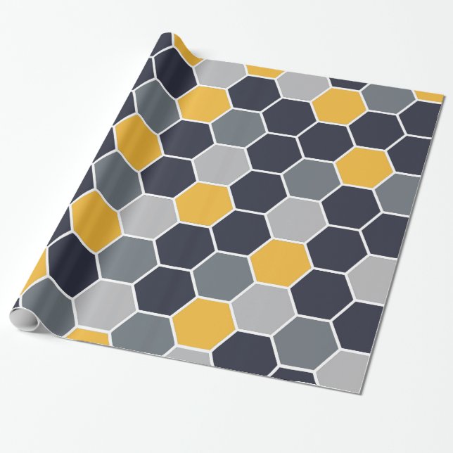 Trendy Hexagon Pattern Wrapping Paper (Unrolled)