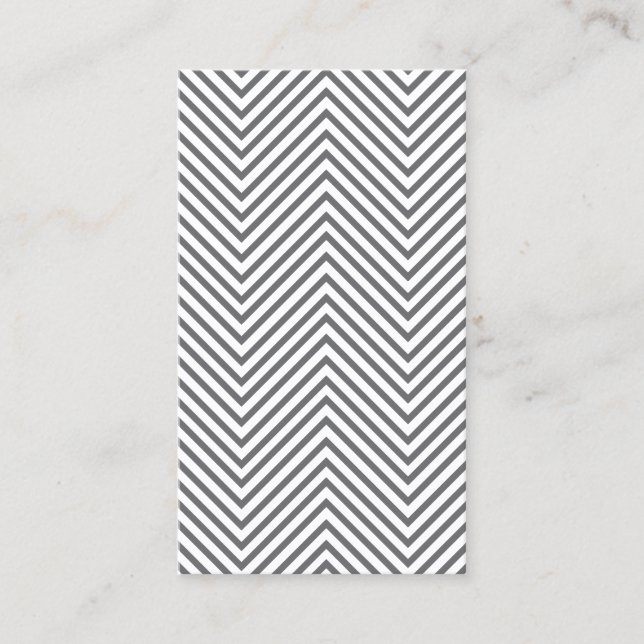Trendy & Hip Grey/White Chevron Pattern Business Card (Front)