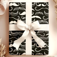 Trendy Hipster Black and White Moustache Pattern
