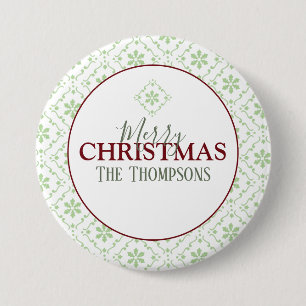 Trendy Holiday Christmas Custom Family Name 7.5 Cm Round Badge