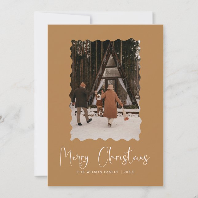 Trendy Holiday Modern Photo Christmas Holiday Card (Front)