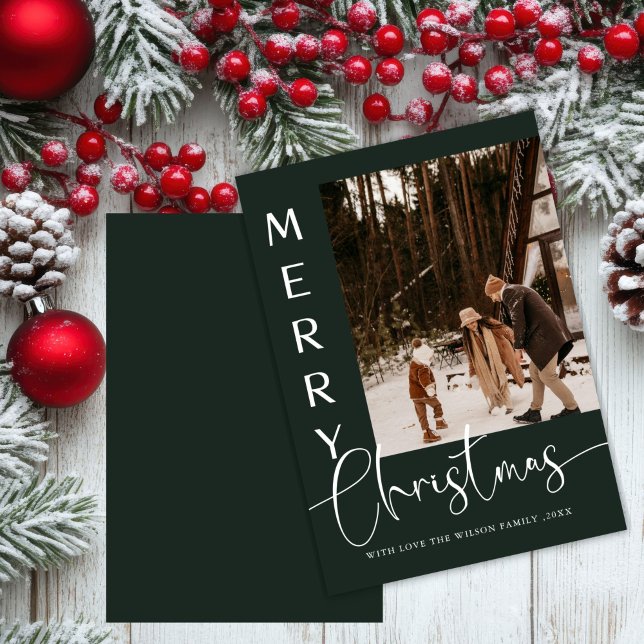 Trendy Holiday Modern Photo Christmas Holiday Card (Creator Uploaded)