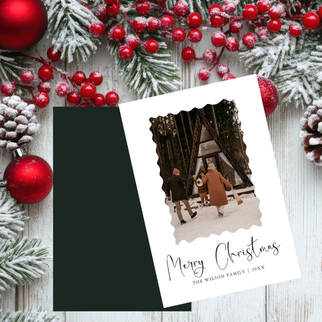 Trendy Holiday Modern Photo Christmas Holiday Card (Creator Uploaded)