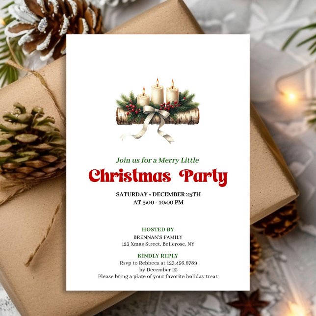 Trendy Holly Berries Christmas Decoration Invite (Trendy Holly Berries Christmas Decoration Invite)