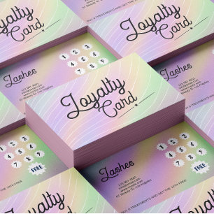 Trendy Hologram Aesthetician Script Font Loyalty Card