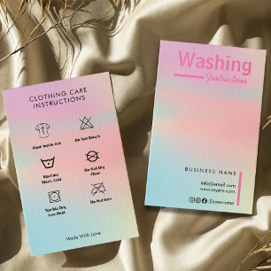 Trendy Hologram Washing Instructions T-Shirt Care  Business Card