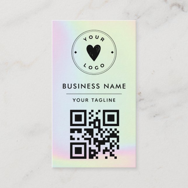 Trendy Holographic Add Your Logo & QR Code Vibrant Business Card (Front)