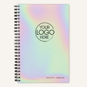 Trendy Holographic Iridescent Modern Logo Notebook