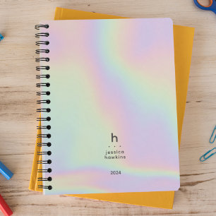 Trendy Holographic Modern Monogram Weekly Planner