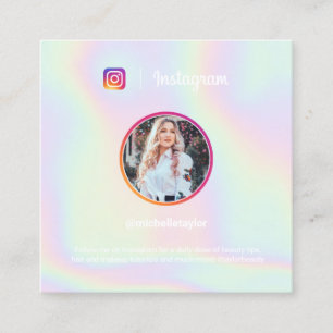 Trendy holographic pastel rainbow Instagram photo Calling Card