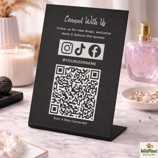 Trendy Holographic QR Code | Connect With Us  Pedestal Sign (Trendy Holographic QR Code | Connect With Us Pedestal Sign
)