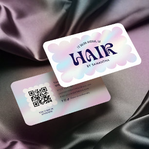 Trendy Holographic  QR Code Hairstylist Hair Salon Business Card