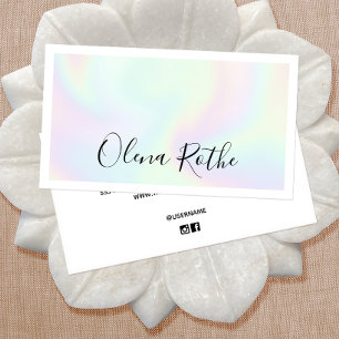 Trendy Holographic Signature Script Professional Calling Card