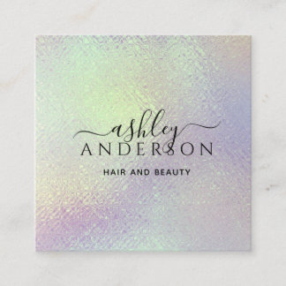 Trendy Holographic Unicorn Makeup Hair Nails Glam Square Business Card