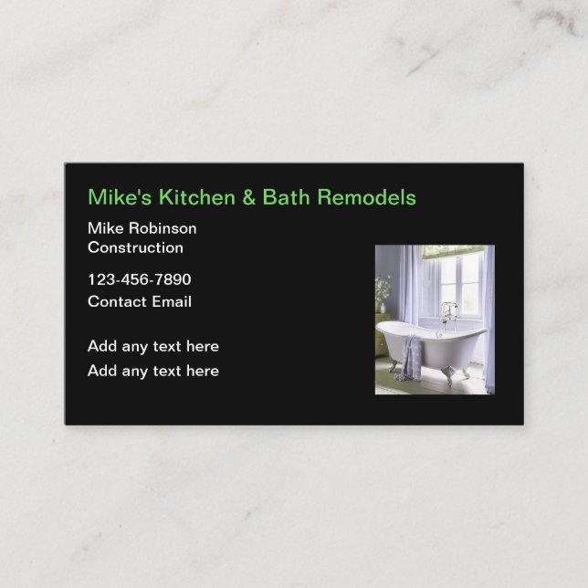 Trendy Home Kitchen And Bath Remodeling Business Card (Front)
