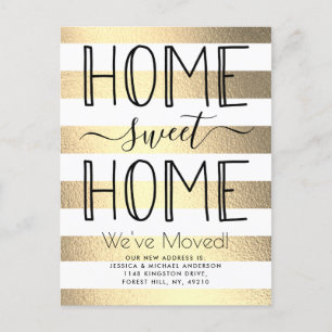 Trendy Home Sweet Home Gold Foil Typography Moving Announcement Postcard