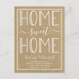 Trendy Home Sweet Home Typography Kraft Moving Announcement Postcard