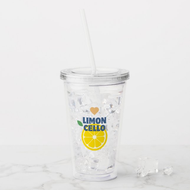 Trendy Homemade Limoncello Lemon Liquor Favour Acrylic Tumbler (Front Ice)