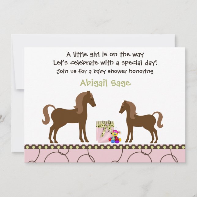 Trendy Horse Baby Shower Invitation for Girls (Front)