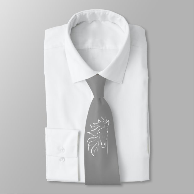 Trendy horse silhouette image on grey tie (Tied)