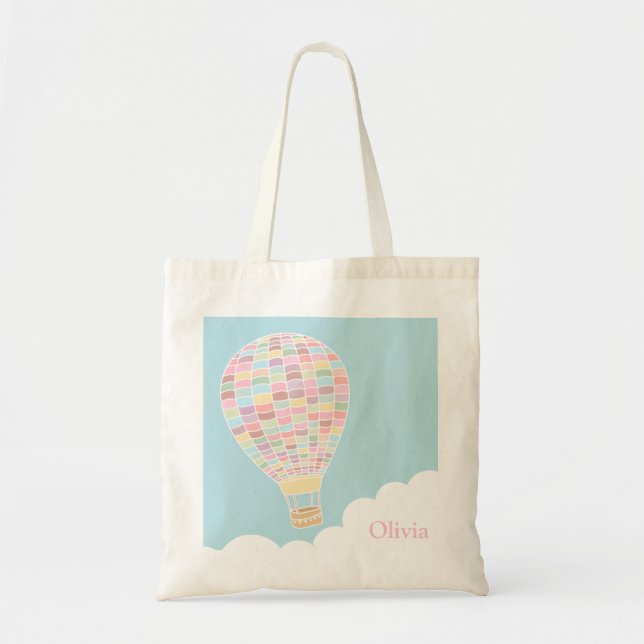 Trendy Hot Air Balloon Personalised Tote Bag (Front)