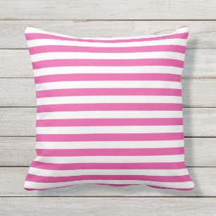 Trendy Hot Pink And White Striped    Cushion