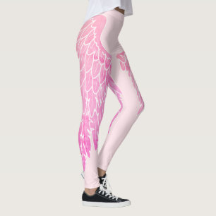Trendy Hot Pink Angel Wings Leggings