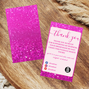 Trendy Hot Pink Glam Design Thank You Card