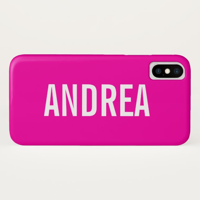Trendy Hot Pink Modern Typography Personalised Case-Mate iPhone Case (Back (Horizontal))