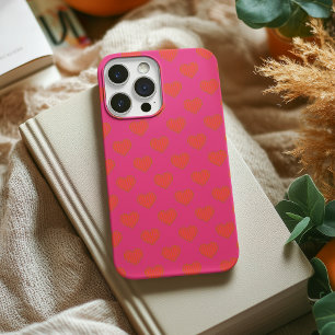 Trendy Hot Pink & Orange Heart iPhone 13 Pro Case