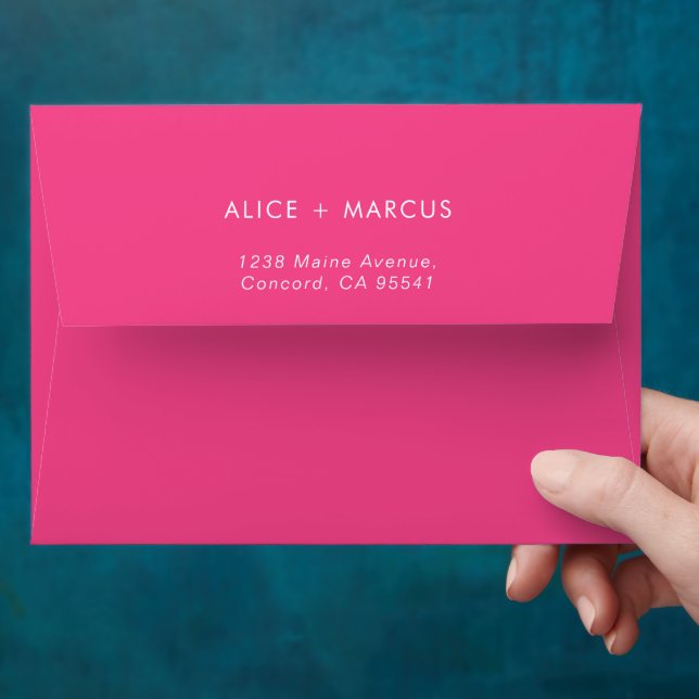 Trendy Hot Pink & Orange Heart Pattern Wedding Envelope (Hand)