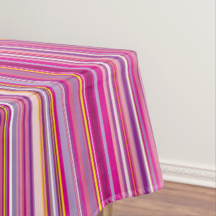Trendy Hot Pink Stripes Fun Colourful Pattern Tablecloth