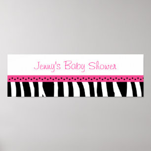 Trendy Hot Pink Zebra Print Banner Sign