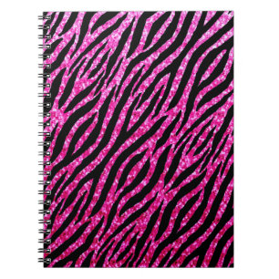Trendy Hot Pink Zebra Print Glitz Glitter Sparkles Notebook