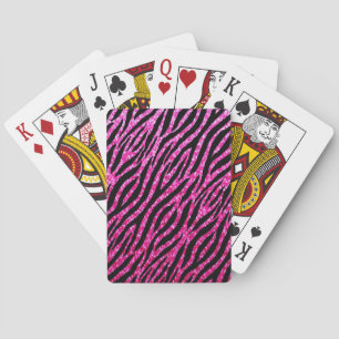 Trendy Hot Pink Zebra Print Glitz Glitter Sparkles Playing Cards