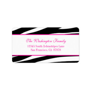 Trendy hot pink zebra stripes address label
