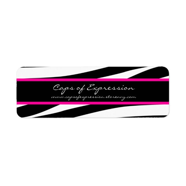 Trendy hot pink zebra stripes address label (Front)