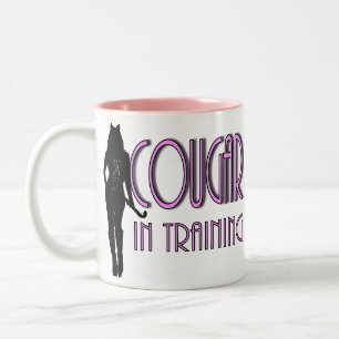 trendy hot silhouette cougar in training Two-Tone coffee mug