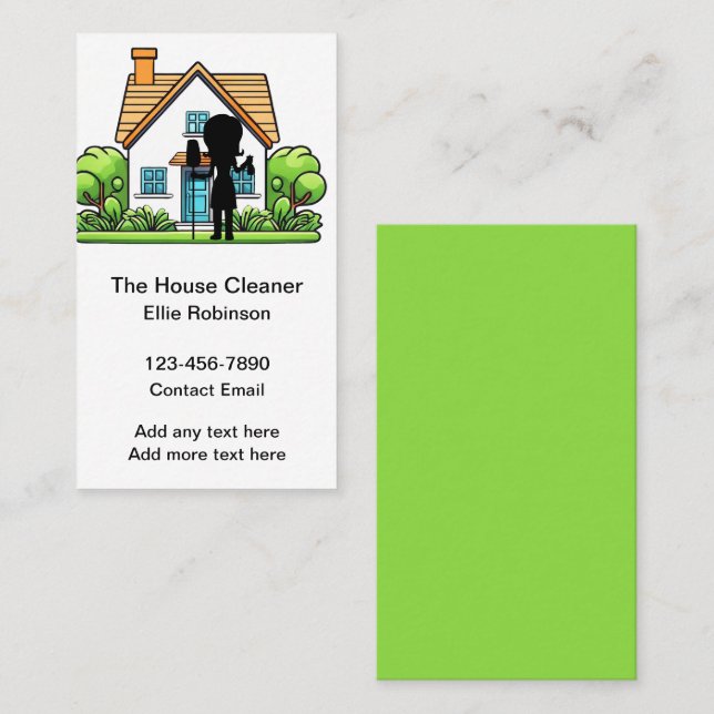 Trendy House Maid Cleaner Business Cards (Front/Back)