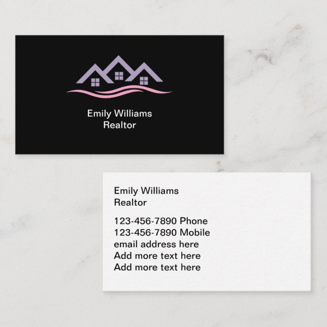 Trendy House Symbol Real Estate Business Cards (Front/Back)