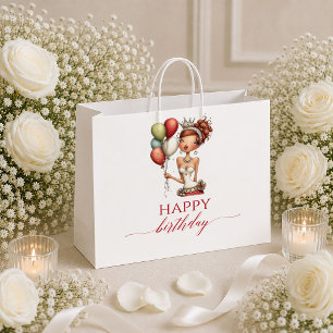 Trendy Humour Woman Deep Red Modern Birthday gift Large Gift Bag