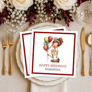 Trendy Humour Woman Deep Red Playful Birthday Napk Napkin
