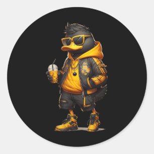 Trendy Hype Boba Duck Cool Bubble Milk Boba Tea Me Classic Round Sticker